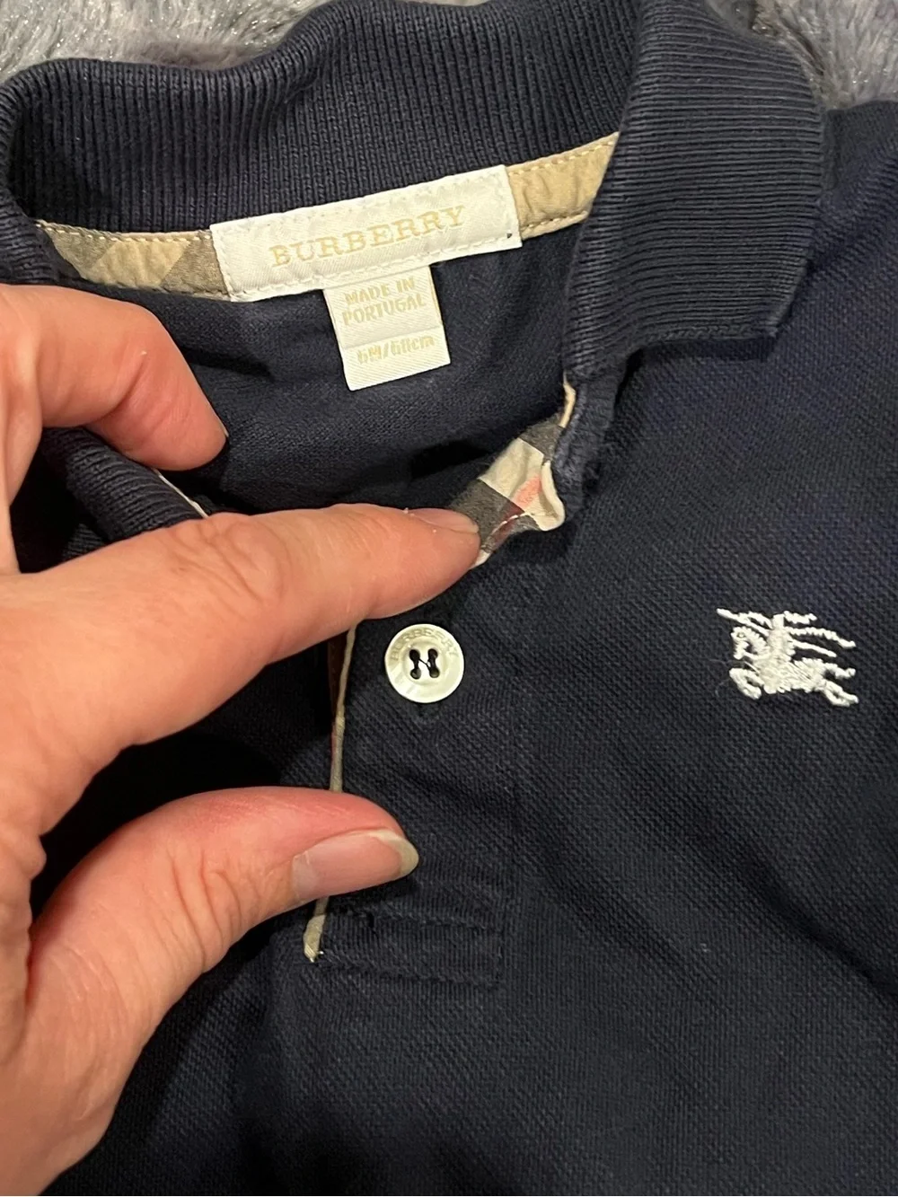 Burberry Navy Polo One-Piece Romper with Iconic Logo